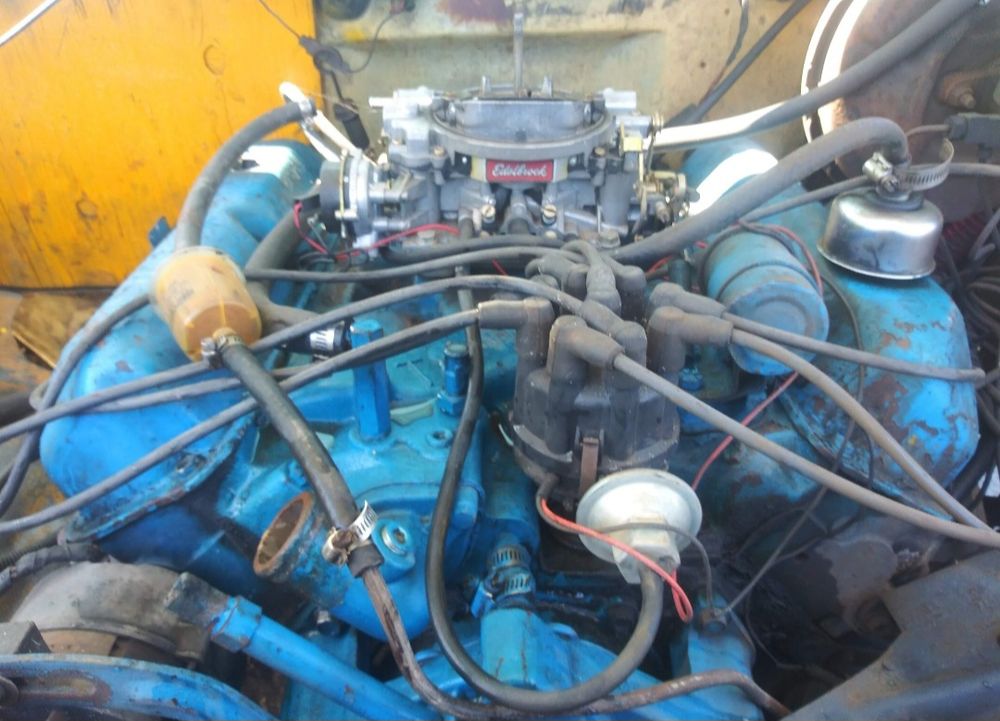 The engine of a vehicle is shown in this image